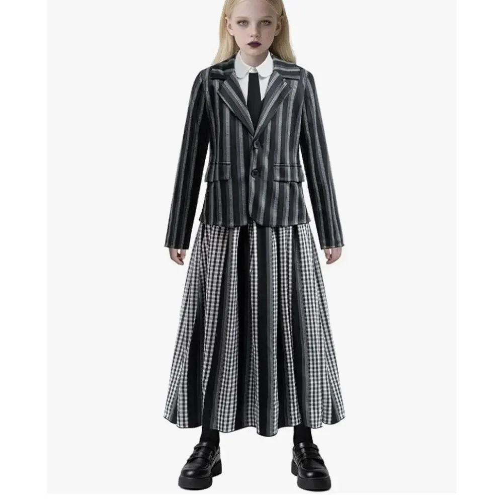Girls Cosplay Outfit Kids Halloween Black Dress Costume for Ages 6-8 Size 120.